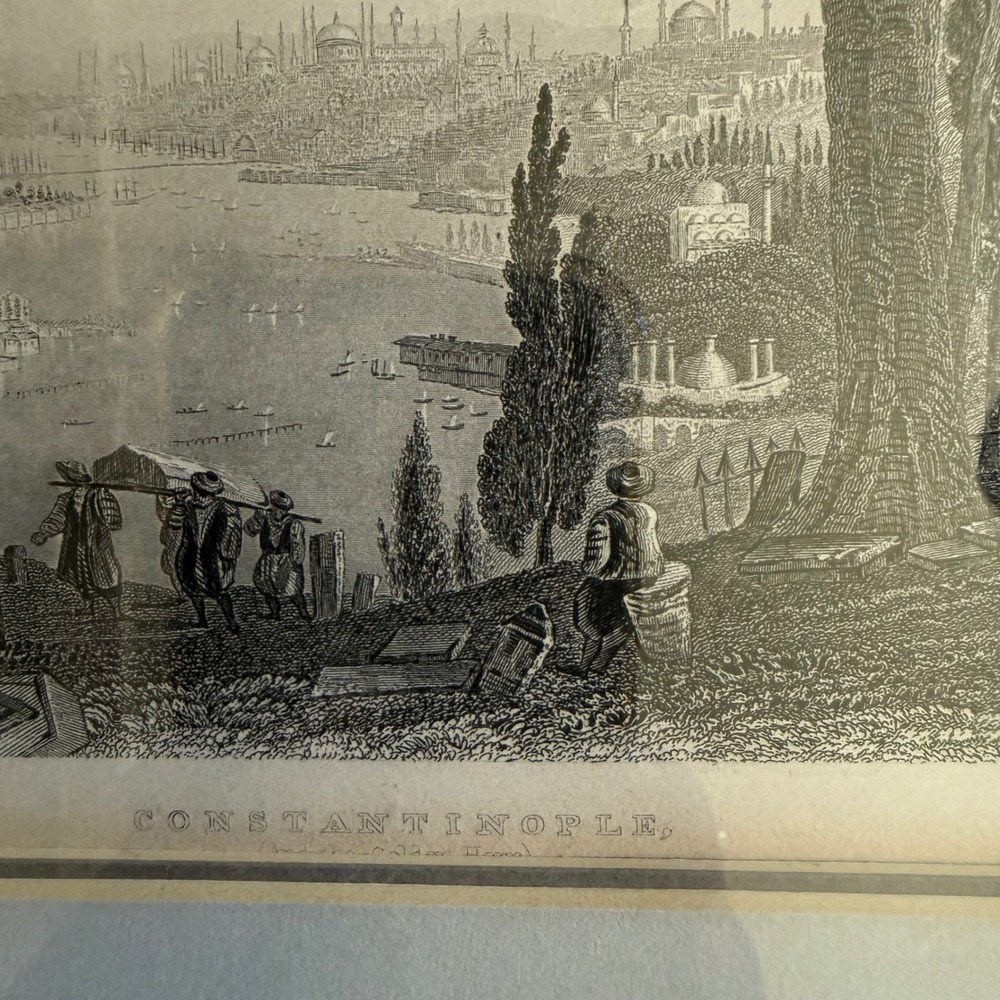 Antique Constantinople Steel Engraving Print Framed 12x10 Gold Silver Istanbul - Picture 3 of 8